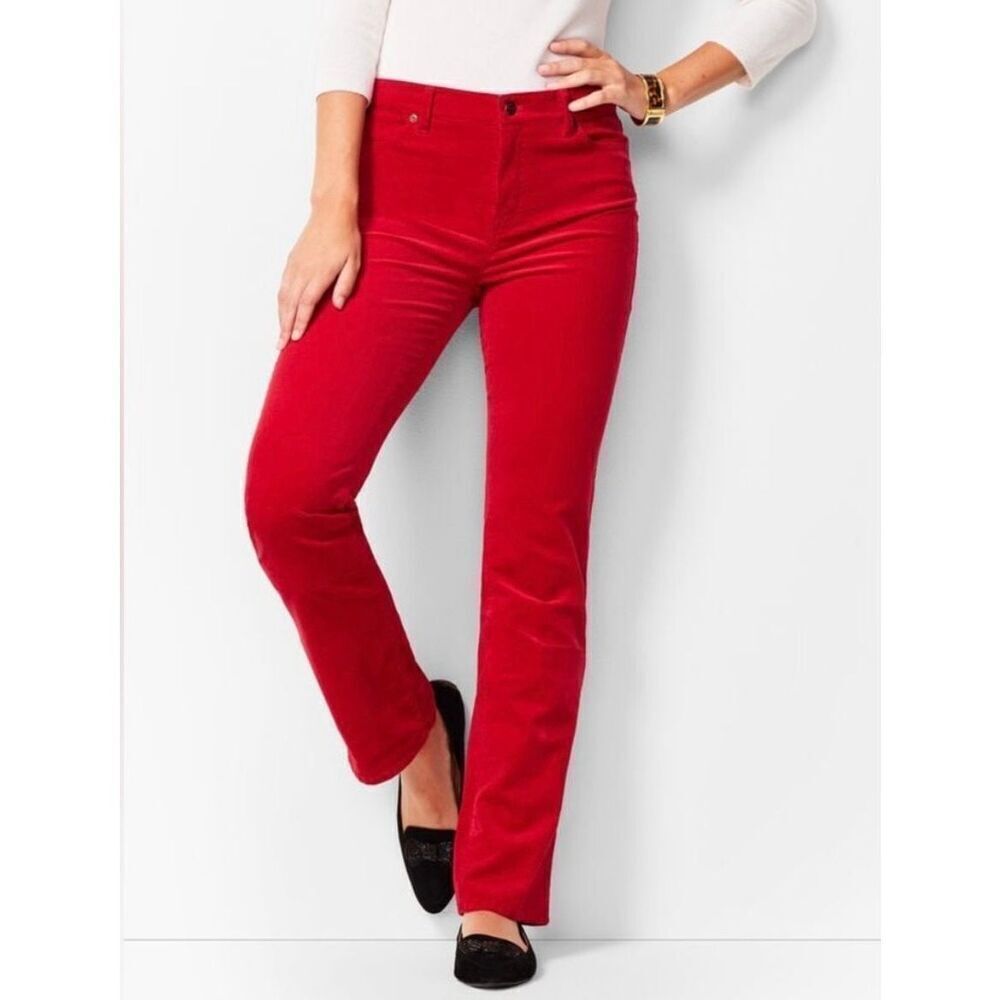 Talbot’s Red Flawless High-Waist Straight Leg Curvy Corduroy Pants sz 16 NWT